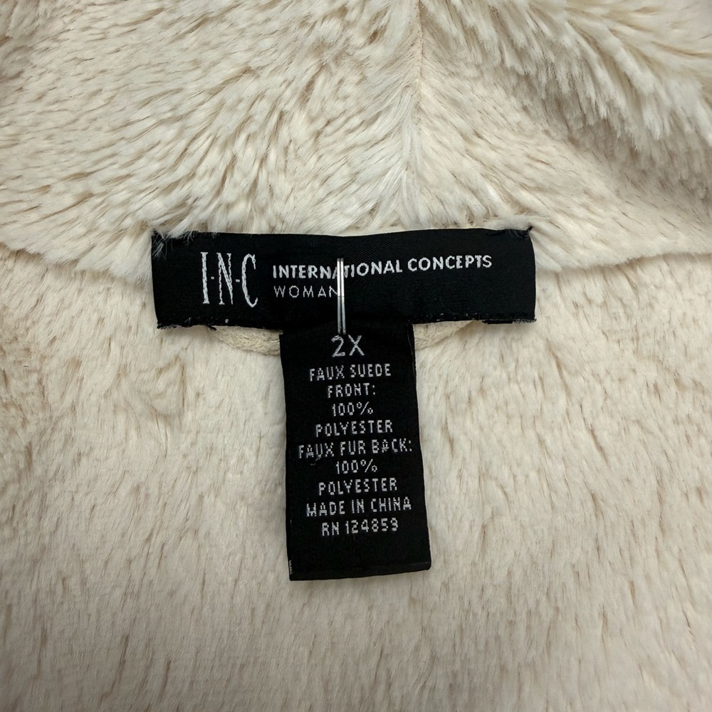 INC International Concepts Cream Faux Shearling Wrap Jacket 2X - Picture 8 of 12